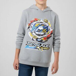 Beyblade Burst Boys XL 14/16 Gray Hoodie Anime Graphic Pullover Sweatshirt